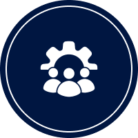 Icon of people with gear, teamwork concept.